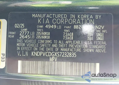 2025 Kia Sportage Hybrid Ex z USA, uszkodzony, nr VIN KNDPVCDGXS7232835